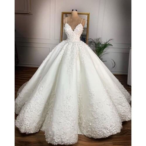 V-Neck Ball Gown Floor-Length Wedding Party Dresses/Women vestidos de novia Gowns свадебное платье Lace Appliques Free Shipping