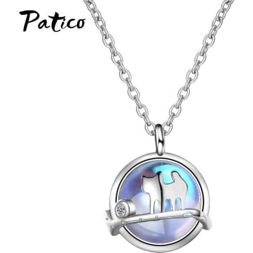 Beautiful Women Blue Crystal 925 Sterling Silver Pendant Necklaces Jewelry Simple Temperament Clavicle Chain Necklace