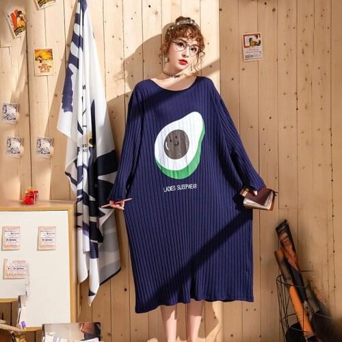 Night dress Plus Size 5XL Women Dress Long Sleeve Pure Cotton Sleep Dress Round Neck HomeWear Casual Loose Sleepwear 2019 Spring