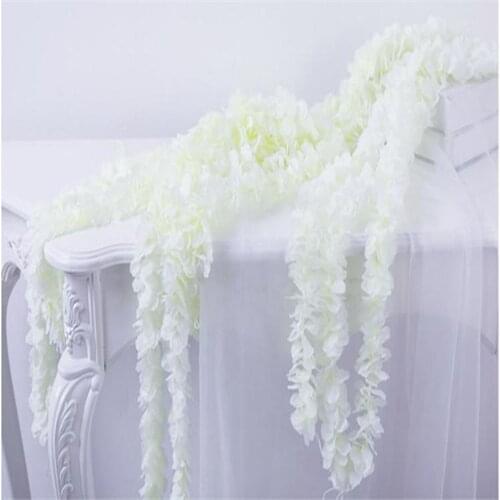 1M Long Artificial Silk Flowers Wisteria Vine Rattan Fake Flower For Wedding Backdrop Decoration Shooting Props 250pcs/lot