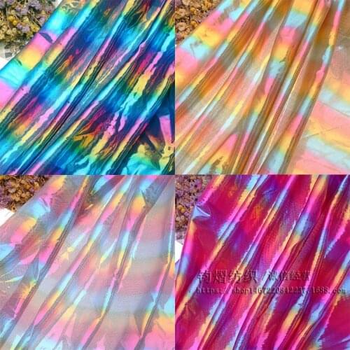 2m/lot Colorful Stripes Gilded Fabrics Rainbow Highlights Full Plate Stage Shows Costume Toys Doll Decoration tulle