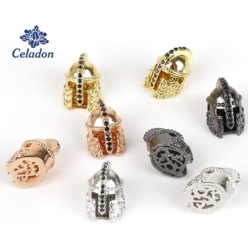 2pcs/lot Sparta Warrior Knight Helmet Beads 10*15mm fit Men Bracelet Vintage DIY Spacer Beads Charms for Jewelry Making