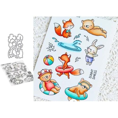 2020 Summer fox Clear Stamps and Metal Cutting Dies DIY Scrapbooking Paper Photo Album Crafts Seal Cards Blade Punch Stencils