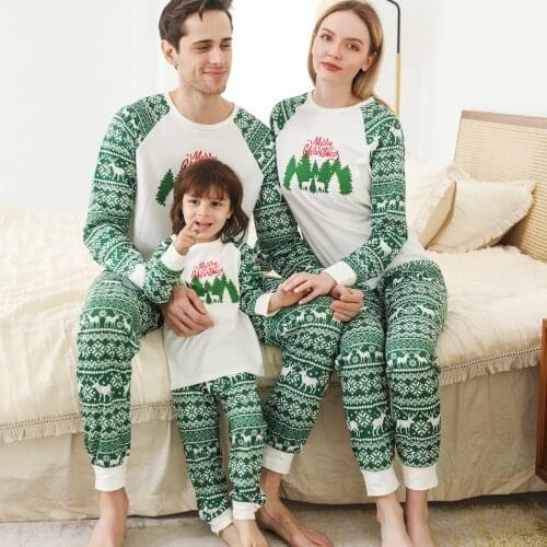 2021 Xmas Family Matching Pajamas Set Cute Deer Adult Kid Baby Christmas Family Pjs Mother and Me Homewear Sleepwear for Women