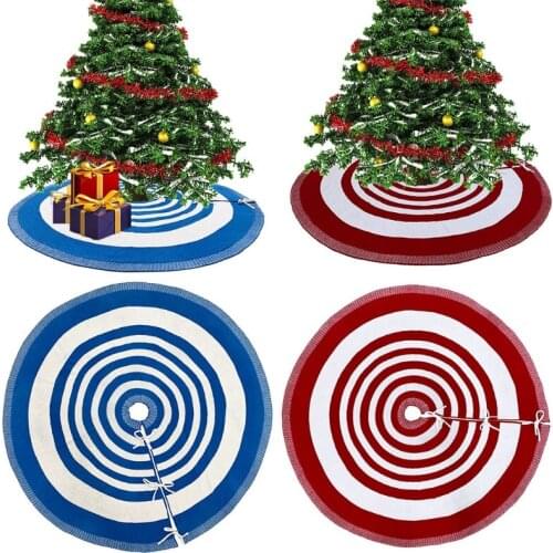 48 Inch Christmas Tree Skirt Stripe Ornament Carpet Floor Mat Base Cover Xmas New Year Home Party Supermarket Decoration