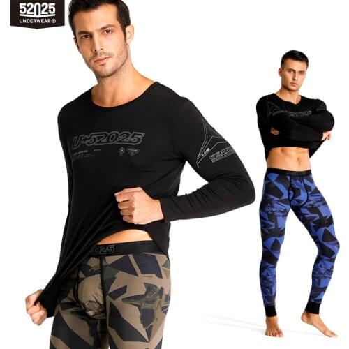 52025 Men Thermal Underwear Camouflage Cotton Modal Soft Comfortable Long Johns Thermal Suit For Men Trendy Print Men Thermal