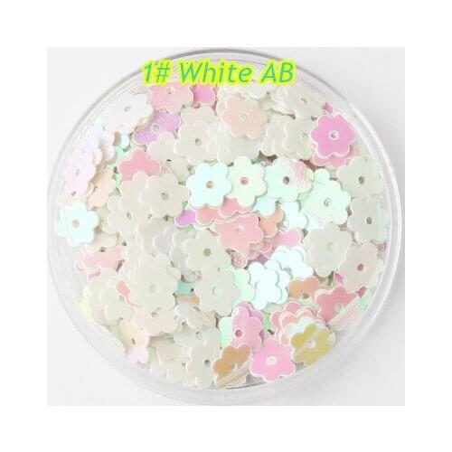 3000pcs/lot PVC Sequins 6mm Flower With 1 Center Hole Plum Blossom Flat Loose DIY Sewing Materials White AB Confetti