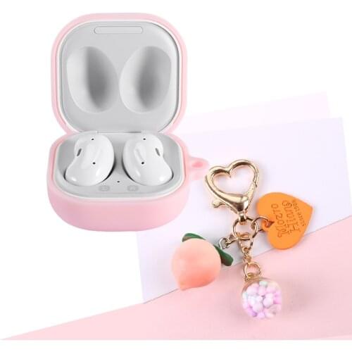 For Samsung Galaxy Buds Live Case Korea Cute Peach Keyring Earphone Case for Galaxy Buds Live Cover Non-slip Silicone Case