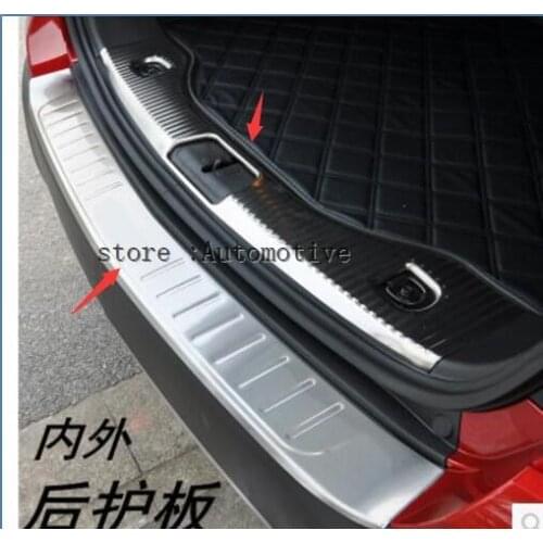 For Chevrolet TRAX 2014 2015 Stainless Steel Inner & Outer Rear Bumper Protector Sill Plate 2pcs
