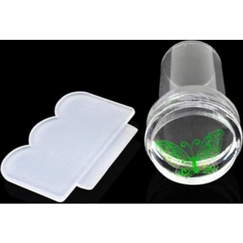 Hot Sale ！！！1Set /2 Pcs Clear Silicone Nails Scrapers Clear Stamper Scraper Mini DIY Nail Art Image Plate Transfer Manicure Tool