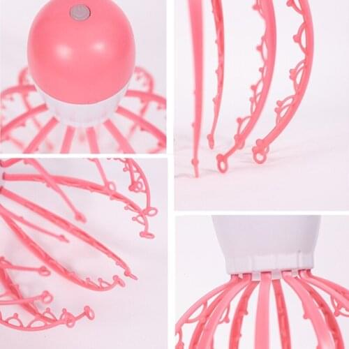 H7JC Portable Handheld Electric Scalp Head Massager 12 Claws 84 Nodes Cute Octopus Shape Stress Relief Muscle Relaxing Massage