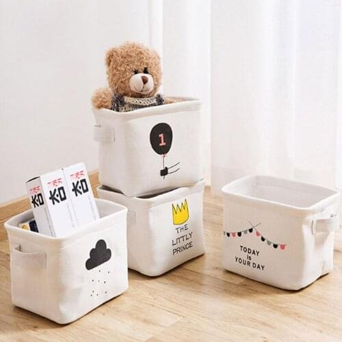 Canvas Fabric Storage Basket Desktop Kid Toys Sundries Storage Box Underwear Socks Organizer Makeup Bag Container Laundry Basket