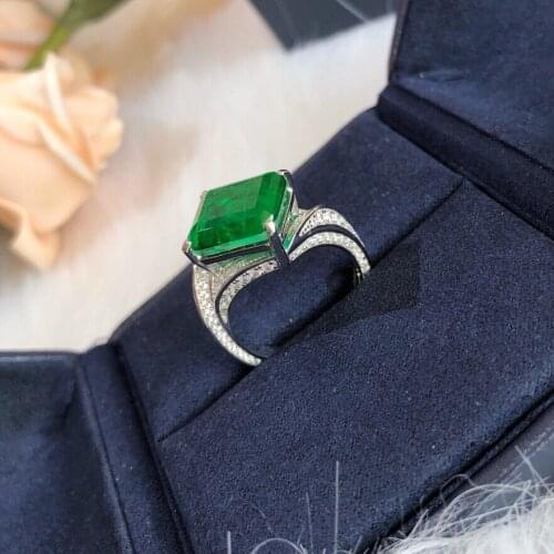 925 Sterling Silver Wedding Green Natural Emerald Party Fashion Wild Noble Ring Jewelry Female Big Green Silver Ring