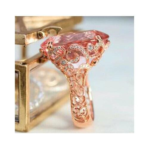 Huitan New Arrival Engagement Ring Fashion Rose Gold Color Proposal Ring For Women With Cute Clear Pink CZ Stone Trendy Jewelry