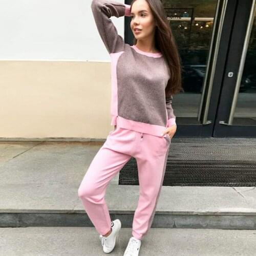 Womens Tracksuit knitted Suits 2 Piece Set Knitting Sweater and Pants Suit Set 2019 suits for women