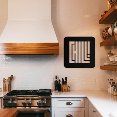 Chill (49*49 cm) Metal Geometric Black Decor Wall Art Decorative Large Wall Decor Study Room Living Room Office Home Decoration