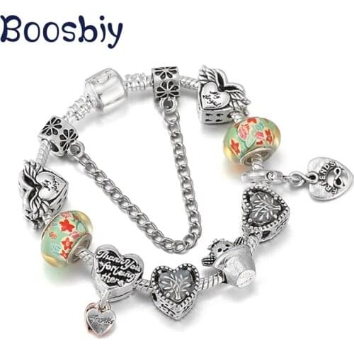 New Design Wings of Love Pendant Charm Bracelet DIY Crystal Glass Beads Bracelets For Women Brand Jewelry Gift Dropshipping