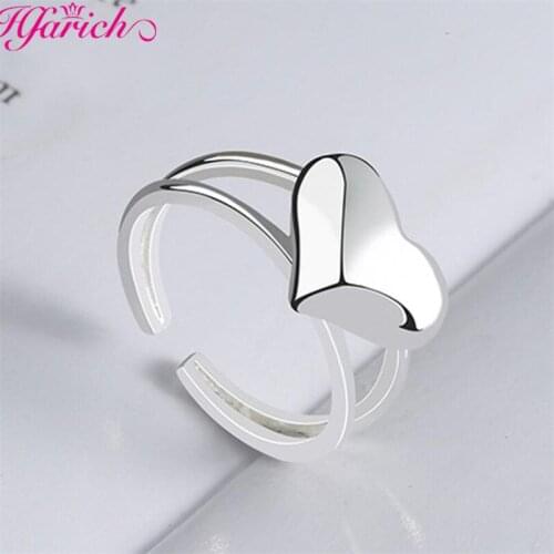 Silver Colour love Heart Shape Open Ring Design Cute Fashion Love Jewelry For Women Young Girl Child Birthday Gifts Adjustable