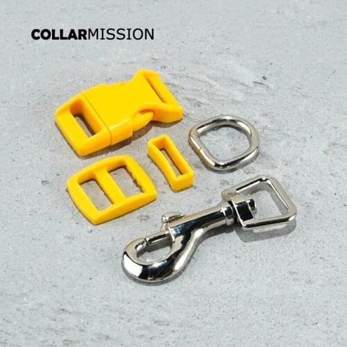 Plastic buckle+Tri-Glid+square keeper+D ring+metal dog clasp/set)Whole set aurantia 15mm DIY dog collar accessories