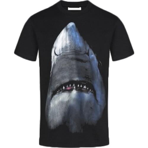 Plumn Womens Tops Cotton Shark Print T-shirt Animal Picture Lady T-shirt
