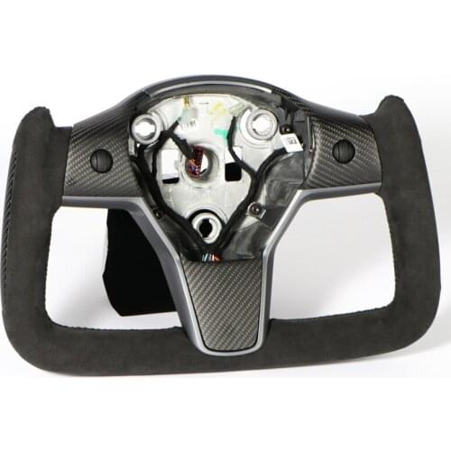 SATONIC Yoke Alcantara Nappa Matte Carbon Fiber Steering Wheel For Tesla Model Y Model 3 2021 2020