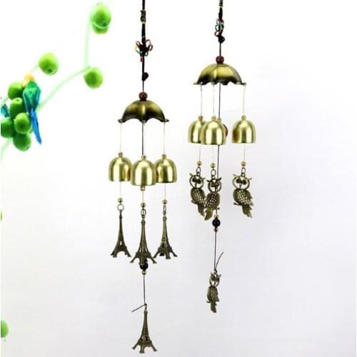 Cute Owl and Mini Eiffel Tower Cooper Outdoor Living Wind Chimes Garden Wind Bells Windchimes Home Hanging Decoration
