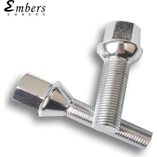 Embers Steel wheel bolts M12x1.5 / 14x1.5 / 14x1.25 / 12x1.25 of various lengths 8pcs for BMW Volkswagen Audi Mercedes Porsche