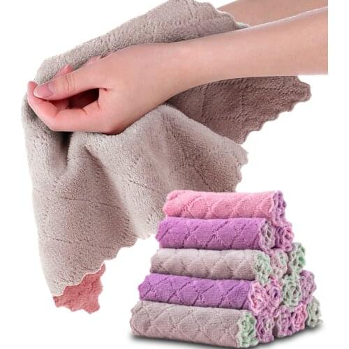 Super Absorbent Kitchen Towels Wipe Soft Microfiber Cleaning Cloths Non-stick Oil Dish Cloth Rags For Home Table Household Dish