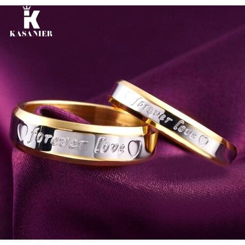 New forever love commitment gold Love letter jewerly accessories women and men wedding Couple rings and birthday gift 6-10 yards