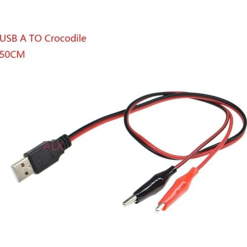 USB Alligator clips Crocodile wire USB Male to tester Detector DC Voltage meter ammeter capacity power meter monitor, etc