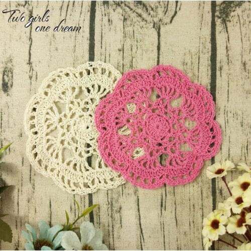 Vintage Multicolor 15cm Heat Insulation Coaster Handmade Crochet Doilies Table Decor Cup Pad Props Placemat Wedding Gift 40pcs