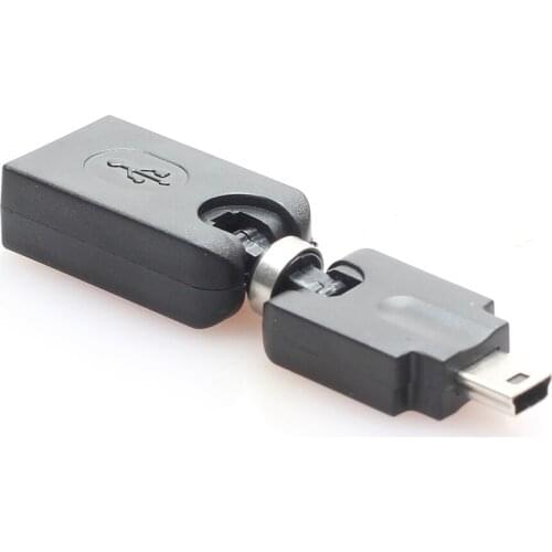 360 Degree Rotation USB 2.0 female to mini USB 5 Pin male OTG Adapter Swivel Twist Angle Car Stereo Extension Connector