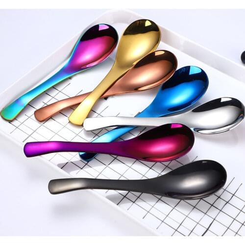 Highly Quality 304 Stainless Steel Spoon 3 Size Large Gold Rice Soup Spoon Kids Ice Cream Dessert Spoon Kitchen Dinner Tableware