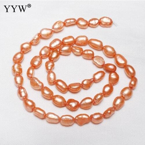 YYW Cultured Baroque Freshwater Pearl Beads Nuggets 5-6mm Approx 0.8mm Sold Per 15.4 Inch Strand Orange Pink Color Pealrs Beads
