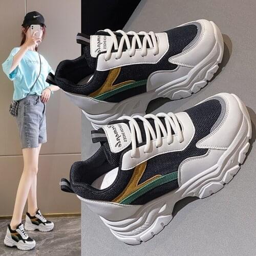 Womens single mesh breathable old shoes casual sports shoes all-match non-slip wear-resistant thick-soled comfortable shoes