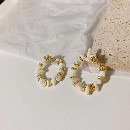 Romantic Baroque Freshwater Pearl Hoops Earring For Women Trendy Vintage Pearl Hoop Earrings