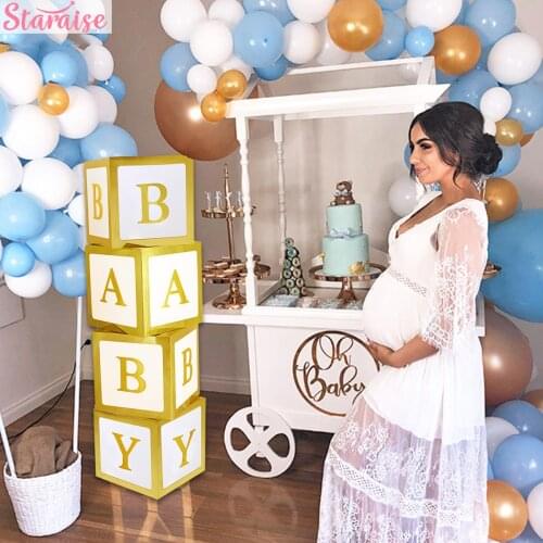Staraise Golden Box Baby Shower Decor Christening Birthday Party Decor Kids Baby Shower Boy Girl Gift Babyshower First Birthday