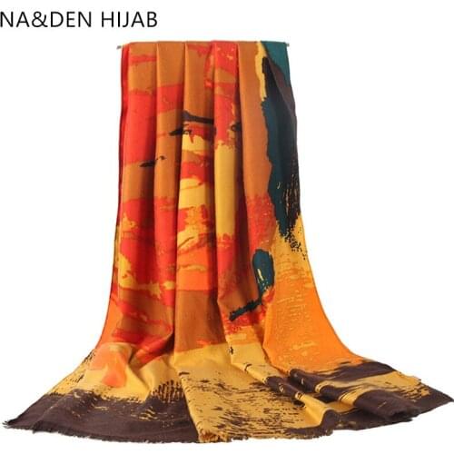 1PC Graffiti Style scarves Ladies thick scarf Hi-Q wraps Muslim new hijab Islamic bandana Womens fashion shalws Soft muffler
