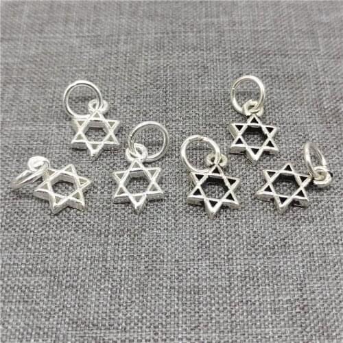 10 Pieces 925 Sterling Silver Small Star of David Charms for Bracelet Necklace