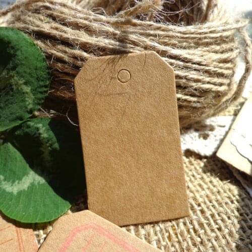 100pcs Kraft Gift Tags Garment Tag Trapezoid Scalloped Edge Kraft Paper Tag Wedding Party Decoration Price Label and Hemp String