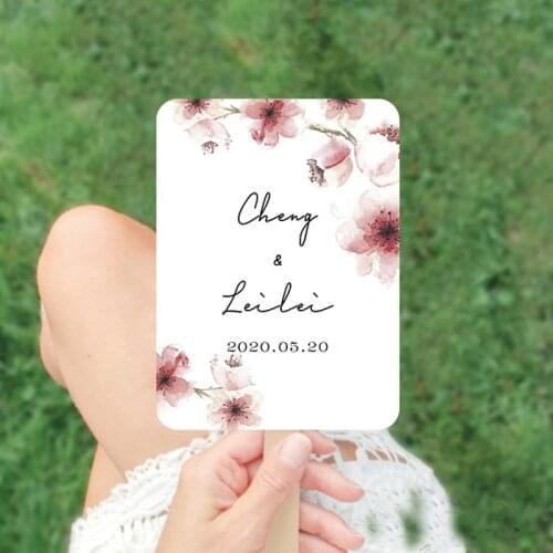 30pcs Paper hand fan personalized Wedding birthday baby shower party menu program schedule card photo prop gifts for guests