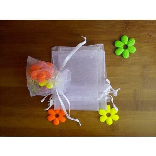 25*35cm 50pcs Organza Bag white Drawstring bag jewelry packaging bags for tea/gift/food/candy small transparent pouch Yarn bag