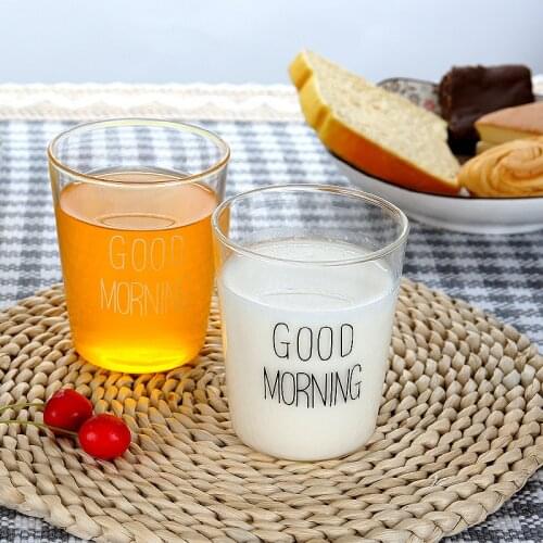 Breakfast cup good morning glass morning cup milk cup heat-resistant flower cup home kitchen supplies