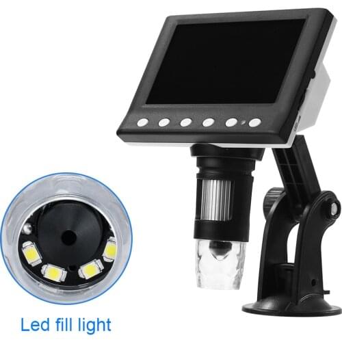 1000X Digital Microscope for Electronic 4.3 Inch Display VGA Digital Microscope 8 LED Magnifier Textile Watch Phone Inspection