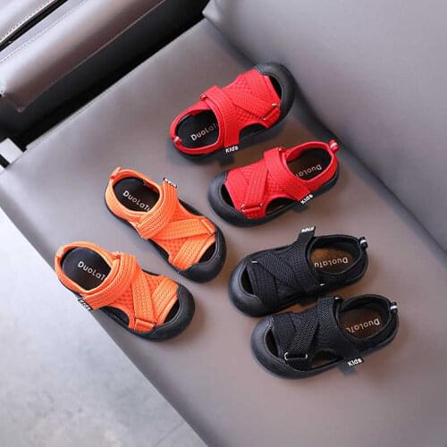 Children Summer Sandals 2021 New Boys Girls Beach Shoes Baby Soft-soled Cute Candy Color Breathable Cloth Sandals