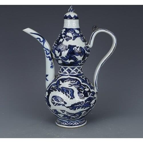 Antique MingDynasty porcelain pot,Blue & white dragon and phoenix bottle,Hand-painted crafts,Decoration,Collection&Adornment
