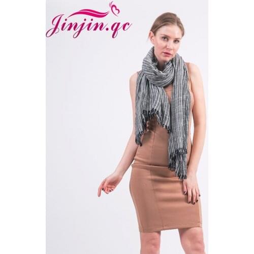 Jinjin.QC 2019 Linen Spring Scarf Men Tassel Bufandas Cachecol Striped Wrinkled Cotton Scarves Bandana Echarpe Foulard Femme