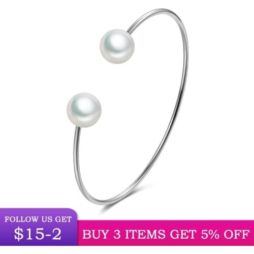 LByzHan New Arrival Simple Design Freshwater Pearl Open Bangle Simple Bracelet For Women Fashion Jewelry CMB149