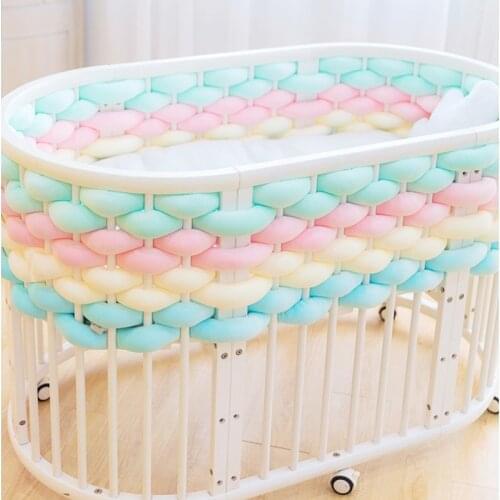 The Baby Bumper Bed Iswound with Woven Braid Knot Pillow Cushion Bumper for Infant Bebe Crib Protector Cot Bumper Room Decor