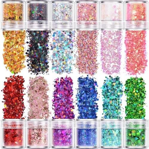 10ml/box Laser Nail Glitter Mixed Glitters Holo Hexagon Nail Sequin Paillettes Nail Art Glitter Sparkles Manicure Dust,12colors